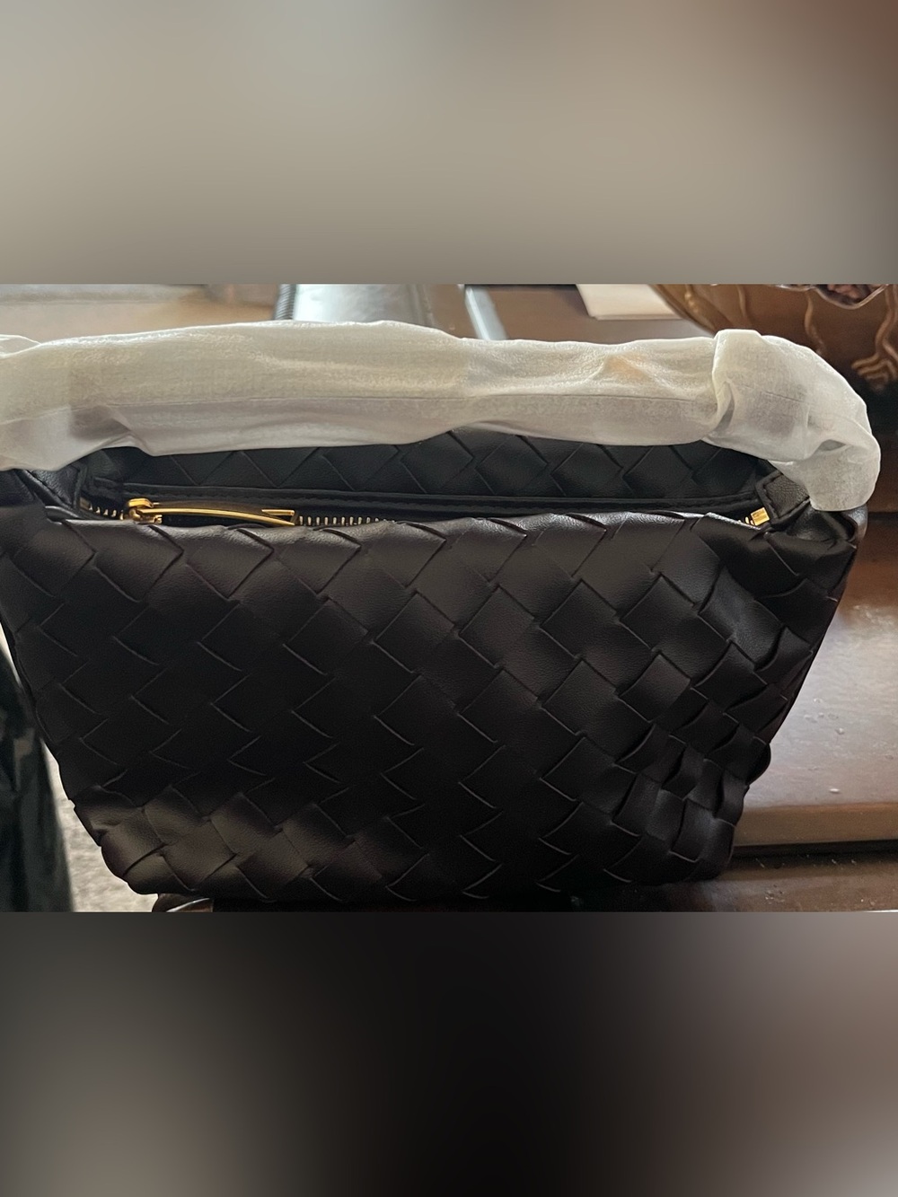 NWOT Woven Leather Shoulder Bag - Brown - Picture 4 of 4